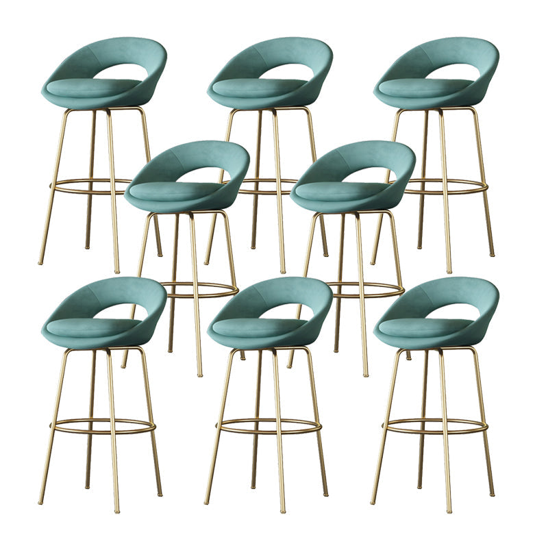 Contemporary Armless Backrest Counter Stool Iron Bar Stool with Cushion and Footrest