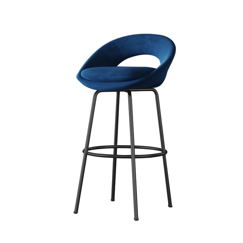 Contemporary Armless Backrest Counter Stool Iron Bar Stool with Cushion and Footrest