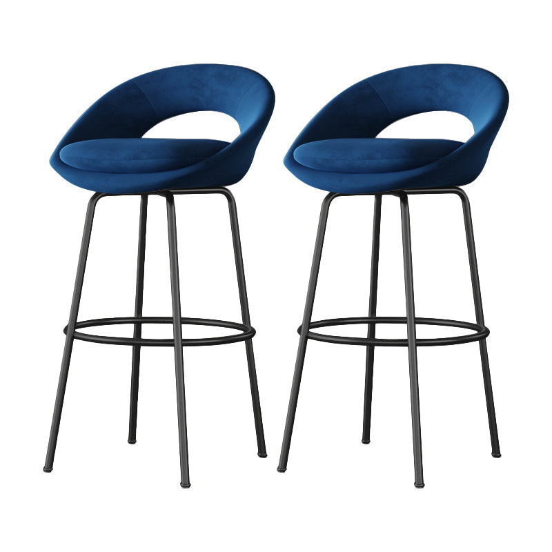 Contemporary Armless Backrest Counter Stool Iron Bar Stool with Cushion and Footrest