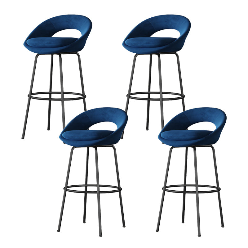 Contemporary Armless Backrest Counter Stool Iron Bar Stool with Cushion and Footrest