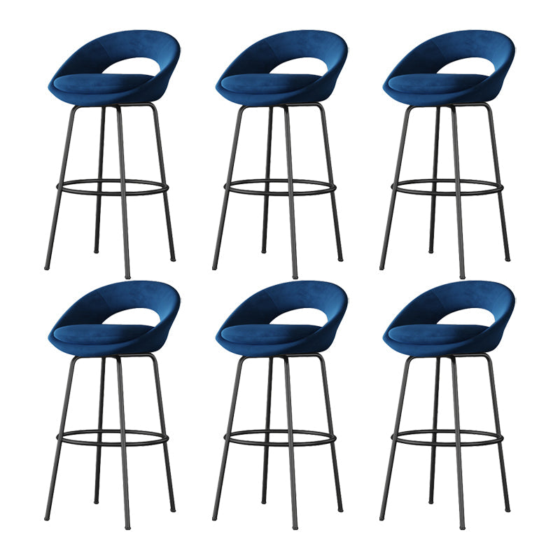 Contemporary Armless Backrest Counter Stool Iron Bar Stool with Cushion and Footrest