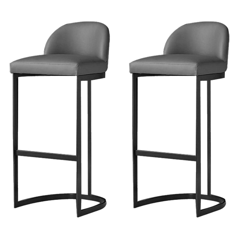 Glam Backrest Armless Counter Stool Iron Bar Stool with Pedal and Cushion