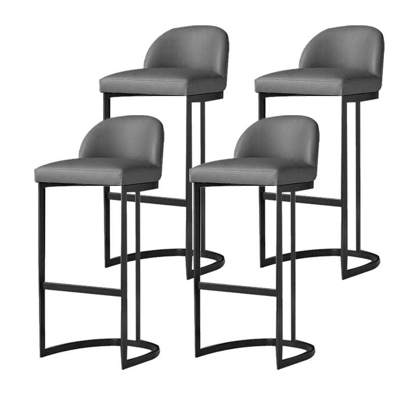 Glam Backrest Armless Counter Stool Iron Bar Stool with Pedal and Cushion
