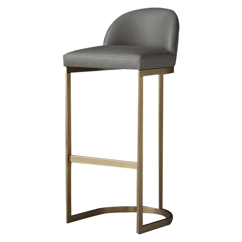 Glam Backrest Armless Counter Stool Iron Bar Stool with Pedal and Cushion