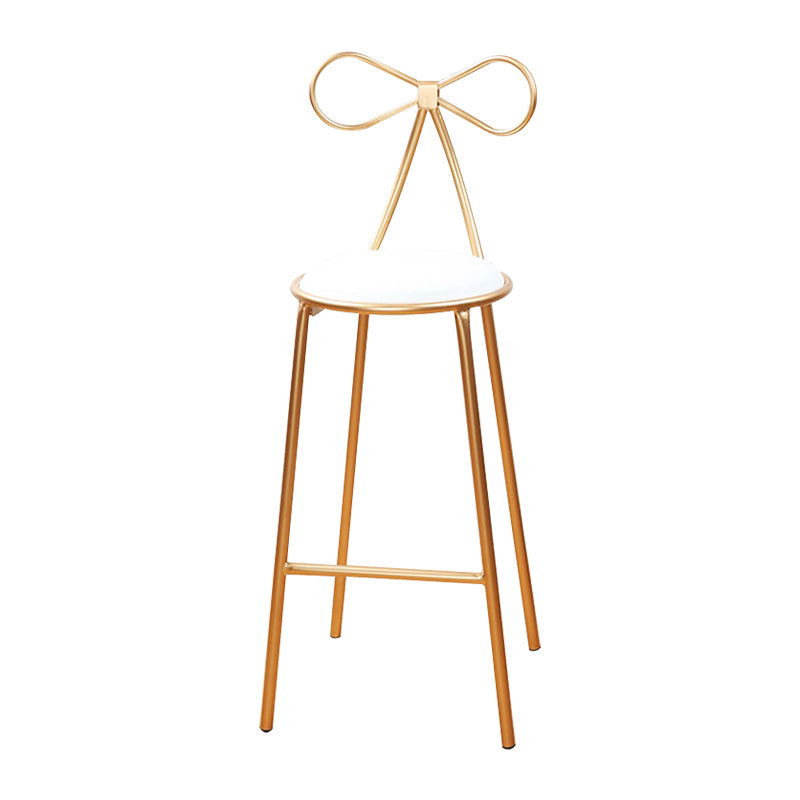 Round Leather and Metal Counter Stool Scandinavian Low Back Counter Bar Stool White 1 Piece Counter Stool(26"H) Clearhalo 'Bar Furniture' 'Bar Stools' 'bar_stools' 'furn' 'furn_bar_stools' 'Furniture' 'Kitchen & Dining Furniture' 6077564