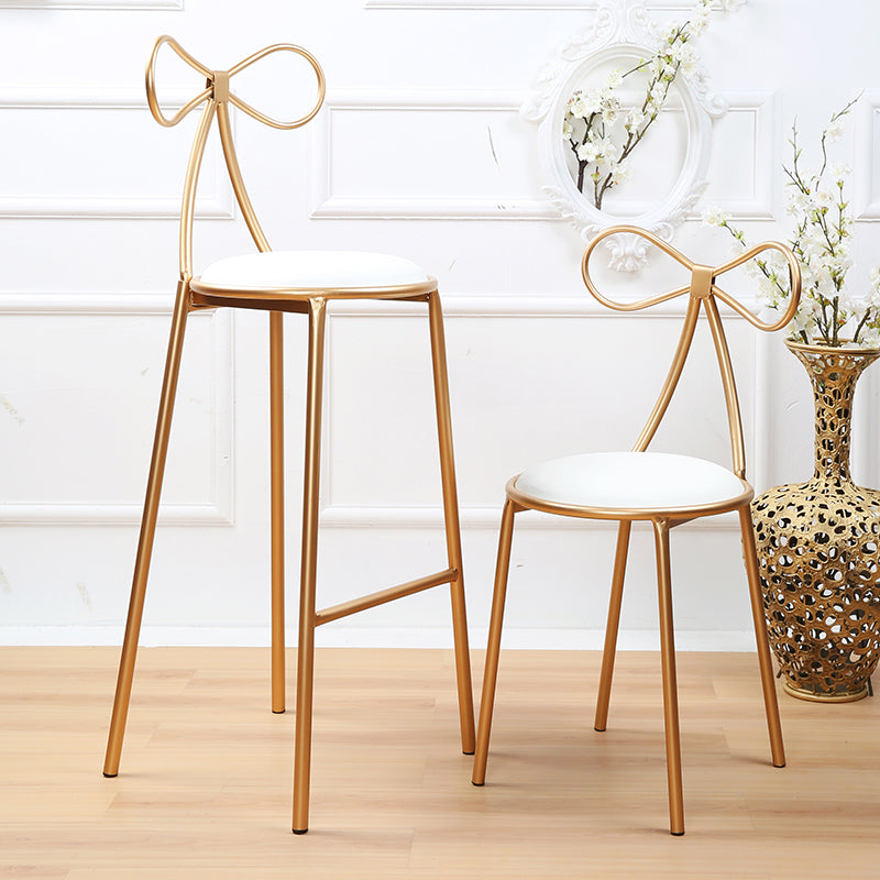 Round Leather and Metal Counter Stool Scandinavian Low Back Counter Bar Stool Clearhalo 'Bar Furniture' 'Bar Stools' 'bar_stools' 'furn' 'furn_bar_stools' 'Furniture' 'Kitchen & Dining Furniture' 6077566