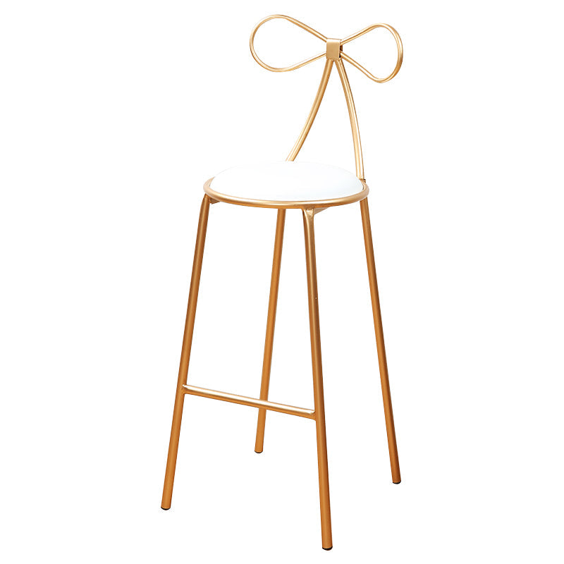 Round Leather and Metal Counter Stool Scandinavian Low Back Counter Bar Stool White 1 Piece Bar Stool(30"H) Clearhalo 'Bar Furniture' 'Bar Stools' 'bar_stools' 'furn' 'furn_bar_stools' 'Furniture' 'Kitchen & Dining Furniture' 6077573