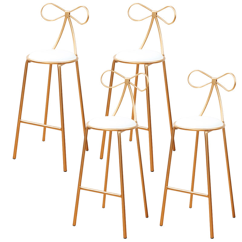 Round Leather and Metal Counter Stool Scandinavian Low Back Counter Bar Stool White 4 Piece Set Bar Stool(30"H) Clearhalo 'Bar Furniture' 'Bar Stools' 'bar_stools' 'furn' 'furn_bar_stools' 'Furniture' 'Kitchen & Dining Furniture' 6077577