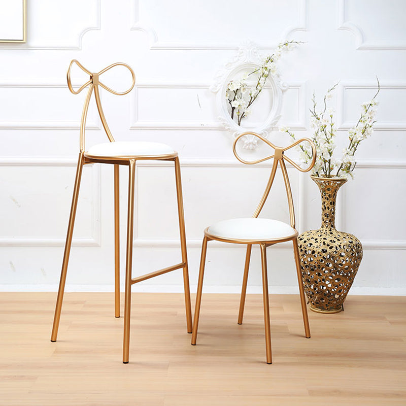 Round Leather and Metal Counter Stool Scandinavian Low Back Counter Bar Stool Clearhalo 'Bar Furniture' 'Bar Stools' 'bar_stools' 'furn' 'furn_bar_stools' 'Furniture' 'Kitchen & Dining Furniture' 6077583