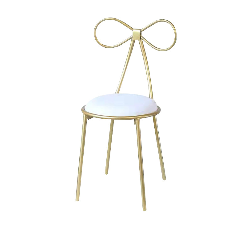 Round Leather and Metal Counter Stool Scandinavian Low Back Counter Bar Stool White 1 Piece Short Stool(18"H) Clearhalo 'Bar Furniture' 'Bar Stools' 'bar_stools' 'furn' 'furn_bar_stools' 'Furniture' 'Kitchen & Dining Furniture' 6077584