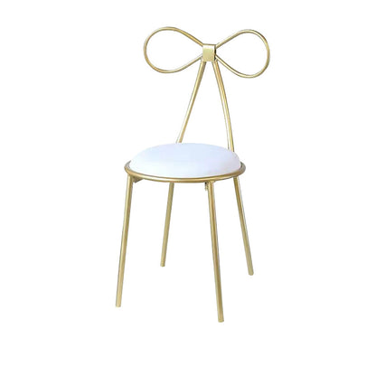 Round Leather and Metal Counter Stool Scandinavian Low Back Counter Bar Stool White 1 Piece Short Stool(18"H) Clearhalo 'Bar Furniture' 'Bar Stools' 'bar_stools' 'furn' 'furn_bar_stools' 'Furniture' 'Kitchen & Dining Furniture' 6077584