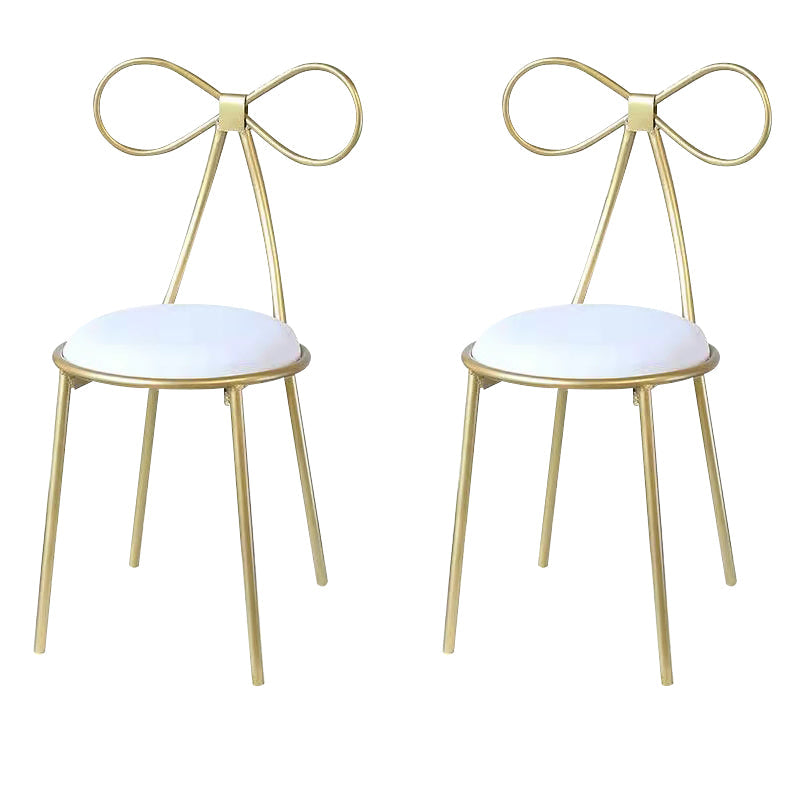 Round Leather and Metal Counter Stool Scandinavian Low Back Counter Bar Stool White 2 Piece Set Short Stool(18"H) Clearhalo 'Bar Furniture' 'Bar Stools' 'bar_stools' 'furn' 'furn_bar_stools' 'Furniture' 'Kitchen & Dining Furniture' 6077586