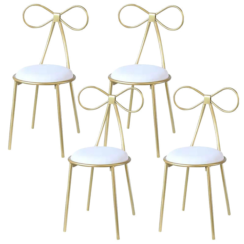 Round Leather and Metal Counter Stool Scandinavian Low Back Counter Bar Stool White 4 Piece Set Short Stool(18"H) Clearhalo 'Bar Furniture' 'Bar Stools' 'bar_stools' 'furn' 'furn_bar_stools' 'Furniture' 'Kitchen & Dining Furniture' 6077587