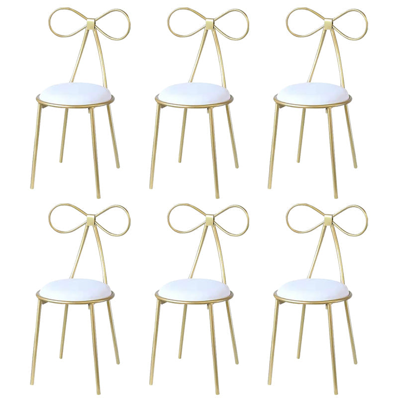 Round Leather and Metal Counter Stool Scandinavian Low Back Counter Bar Stool White 6 Piece Set Short Stool(18"H) Clearhalo 'Bar Furniture' 'Bar Stools' 'bar_stools' 'furn' 'furn_bar_stools' 'Furniture' 'Kitchen & Dining Furniture' 6077588