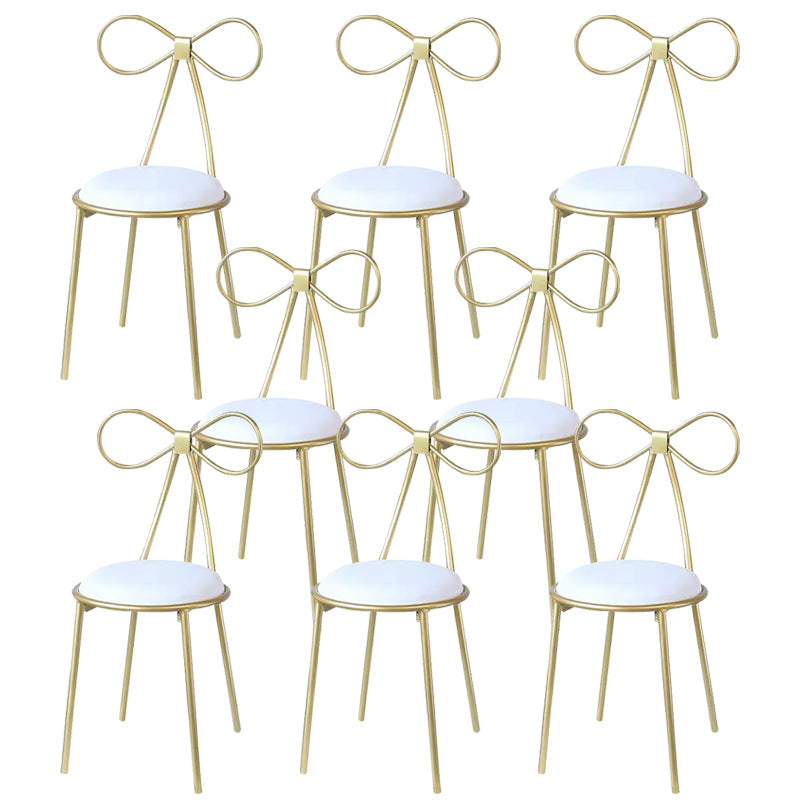 Round Leather and Metal Counter Stool Scandinavian Low Back Counter Bar Stool White 8 Piece Set Short Stool(18"H) Clearhalo 'Bar Furniture' 'Bar Stools' 'bar_stools' 'furn' 'furn_bar_stools' 'Furniture' 'Kitchen & Dining Furniture' 6077589