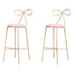 Round Leather and Metal Counter Stool Scandinavian Low Back Counter Bar Stool Pink 2 Piece Set Counter Stool(26"H) Clearhalo 'Bar Furniture' 'Bar Stools' 'bar_stools' 'furn' 'furn_bar_stools' 'Furniture' 'Kitchen & Dining Furniture' 6077591