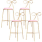 Round Leather and Metal Counter Stool Scandinavian Low Back Counter Bar Stool Pink 4 Piece Set Counter Stool(26"H) Clearhalo 'Bar Furniture' 'Bar Stools' 'bar_stools' 'furn' 'furn_bar_stools' 'Furniture' 'Kitchen & Dining Furniture' 6077592