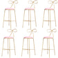 Round Leather and Metal Counter Stool Scandinavian Low Back Counter Bar Stool Pink 6 Piece Set Counter Stool(26"H) Clearhalo 'Bar Furniture' 'Bar Stools' 'bar_stools' 'furn' 'furn_bar_stools' 'Furniture' 'Kitchen & Dining Furniture' 6077593