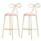 Round Leather and Metal Counter Stool Scandinavian Low Back Counter Bar Stool Pink 2 Piece Set Bar Stool(30"H) Clearhalo 'Bar Furniture' 'Bar Stools' 'bar_stools' 'furn' 'furn_bar_stools' 'Furniture' 'Kitchen & Dining Furniture' 6077596