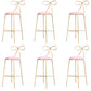 Round Leather and Metal Counter Stool Scandinavian Low Back Counter Bar Stool Pink 6 Piece Set Bar Stool(30"H) Clearhalo 'Bar Furniture' 'Bar Stools' 'bar_stools' 'furn' 'furn_bar_stools' 'Furniture' 'Kitchen & Dining Furniture' 6077598