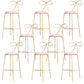 Round Leather and Metal Counter Stool Scandinavian Low Back Counter Bar Stool Pink 8 Piece Set Bar Stool(30"H) Clearhalo 'Bar Furniture' 'Bar Stools' 'bar_stools' 'furn' 'furn_bar_stools' 'Furniture' 'Kitchen & Dining Furniture' 6077599