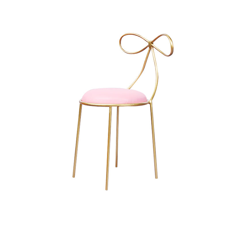 Round Leather and Metal Counter Stool Scandinavian Low Back Counter Bar Stool Pink 1 Piece Short Stool(18"H) Clearhalo 'Bar Furniture' 'Bar Stools' 'bar_stools' 'furn' 'furn_bar_stools' 'Furniture' 'Kitchen & Dining Furniture' 6077600