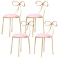 Round Leather and Metal Counter Stool Scandinavian Low Back Counter Bar Stool Pink 4 Piece Set Short Stool(18"H) Clearhalo 'Bar Furniture' 'Bar Stools' 'bar_stools' 'furn' 'furn_bar_stools' 'Furniture' 'Kitchen & Dining Furniture' 6077602