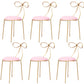 Round Leather and Metal Counter Stool Scandinavian Low Back Counter Bar Stool Pink 6 Piece Set Short Stool(18"H) Clearhalo 'Bar Furniture' 'Bar Stools' 'bar_stools' 'furn' 'furn_bar_stools' 'Furniture' 'Kitchen & Dining Furniture' 6077603