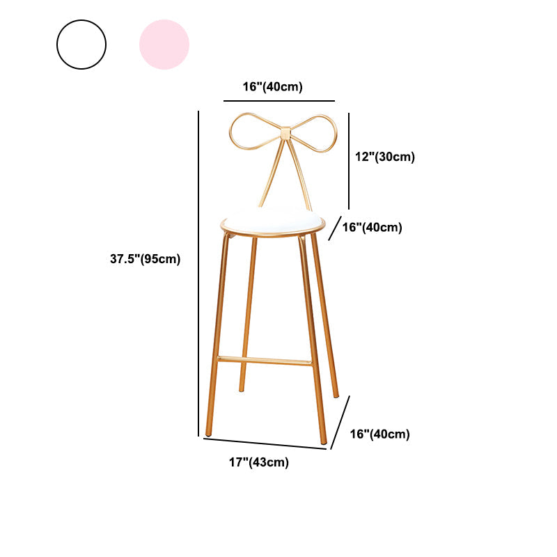 Round Leather and Metal Counter Stool Scandinavian Low Back Counter Bar Stool Clearhalo 'Bar Furniture' 'Bar Stools' 'bar_stools' 'furn' 'furn_bar_stools' 'Furniture' 'Kitchen & Dining Furniture' 6077606