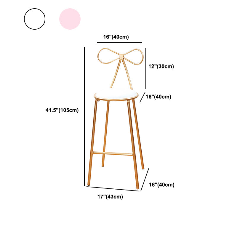 Round Leather and Metal Counter Stool Scandinavian Low Back Counter Bar Stool Clearhalo 'Bar Furniture' 'Bar Stools' 'bar_stools' 'furn' 'furn_bar_stools' 'Furniture' 'Kitchen & Dining Furniture' 6077607