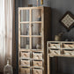Traditional Wood Display Stand Glass Doors Buffet Cabinet with Drawers