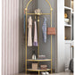Glam Metallic Coat Rack Free Standing Double Shelves Coat Hanger for Living Room