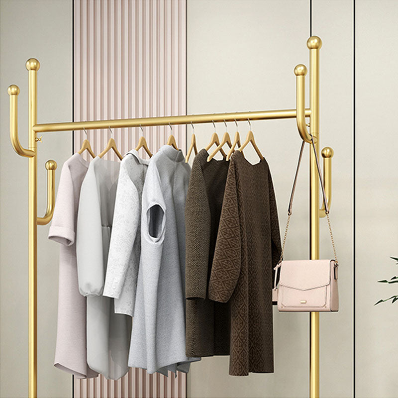 Modern Style Mobile Coat Rack Free Standing Hooks Design Metallic Coat Rack Clearhalo 'Entry & Mudroom Furniture' 'furn' 'furn_hall_tree_coat_racks' 'Furniture' 'Hall Trees & Coat Racks' 'hall_tree_coat_racks' 6083235