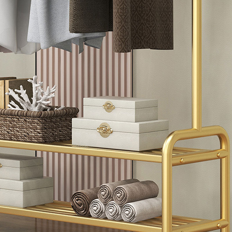 Modern Style Mobile Coat Rack Free Standing Hooks Design Metallic Coat Rack Clearhalo 'Entry & Mudroom Furniture' 'furn' 'furn_hall_tree_coat_racks' 'Furniture' 'Hall Trees & Coat Racks' 'hall_tree_coat_racks' 6083236