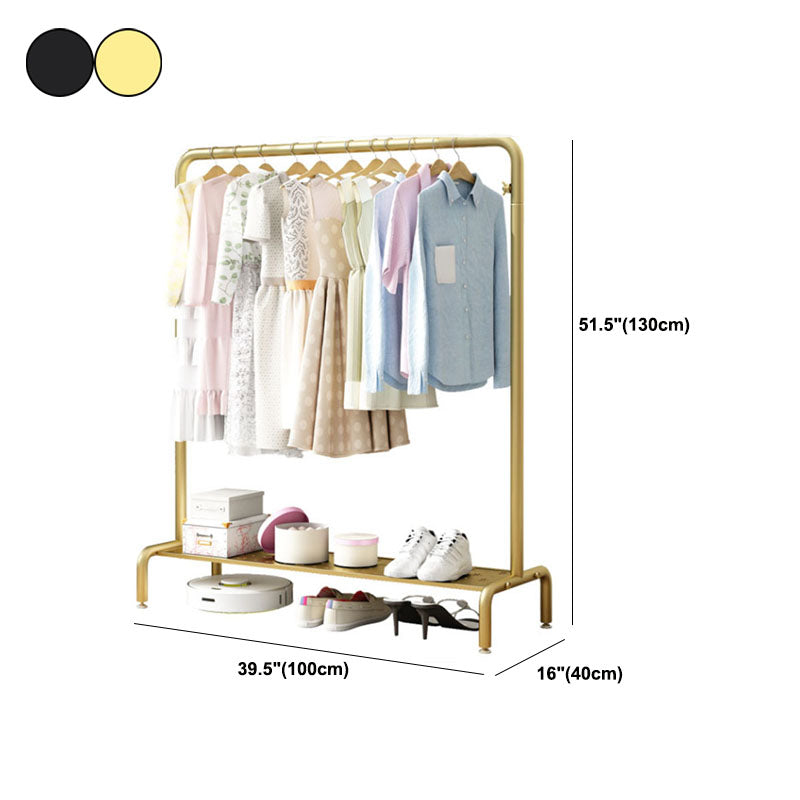 Modern Metal Coat Rack Hanging Rail and Lower Shelf Entryway Kit Clearhalo 'Entry & Mudroom Furniture' 'furn' 'furn_hall_tree_coat_racks' 'Furniture' 'Hall Trees & Coat Racks' 'hall_tree_coat_racks' 6083365