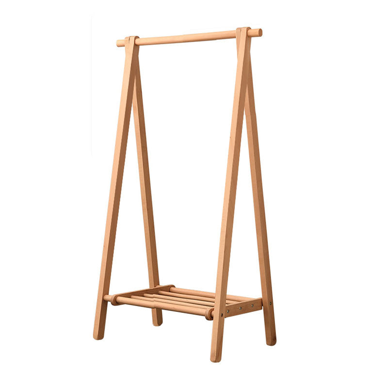 Rack de manteau de style moderne en bois massif en bois de manteau autoportant avec étagère