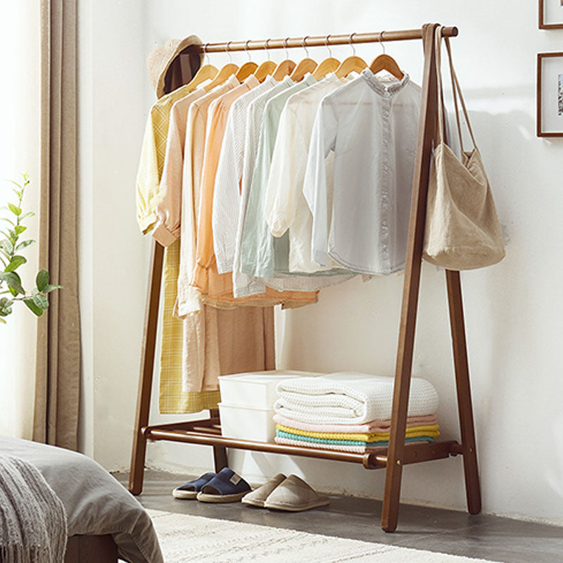 Rack de manteau de style moderne en bois massif en bois de manteau autoportant avec étagère