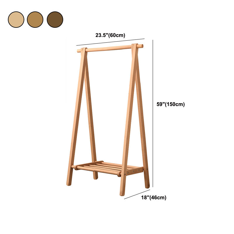 Rack de manteau de style moderne en bois massif en bois de manteau autoportant avec étagère