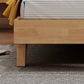 84.65 inch Wide Mid-century Bed Frame Solid Wood Bed with Upholstered Headboard