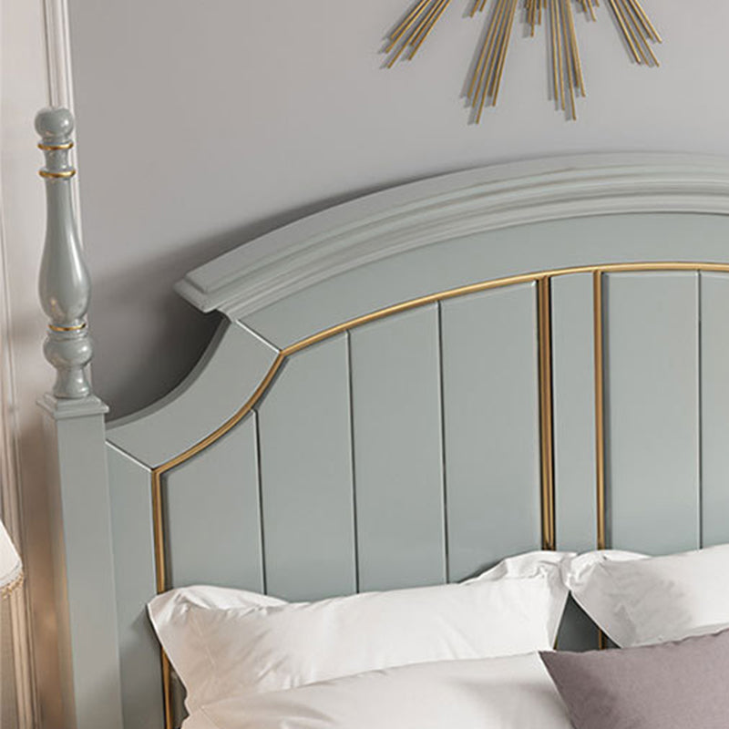 84.65 inch Wide Victorian Bed Frame Solid Wood Standard Bed with Headboard