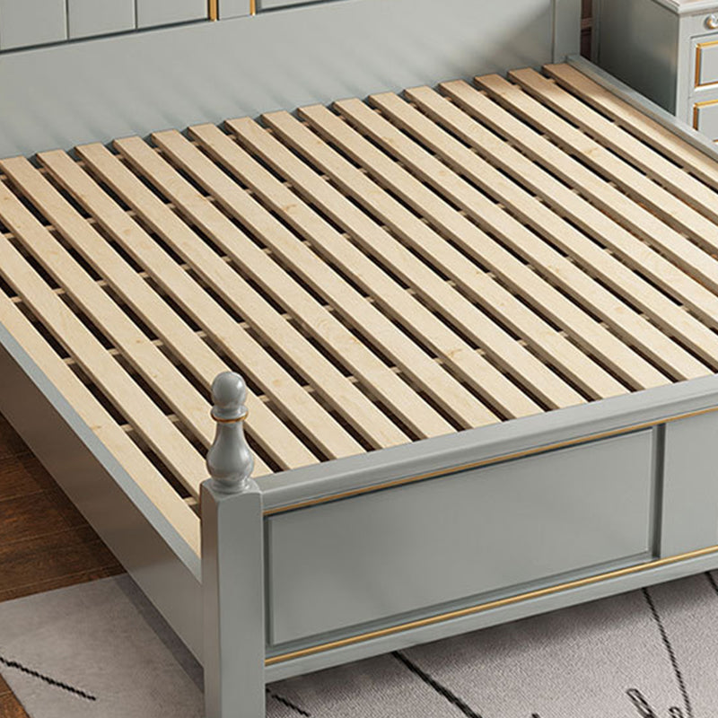 84.65 inch Wide Victorian Bed Frame Solid Wood Standard Bed with Headboard