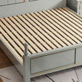 84.65 inch Wide Victorian Bed Frame Solid Wood Standard Bed with Headboard