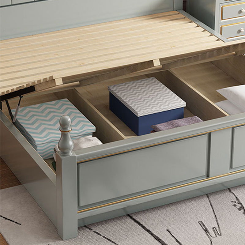 84.65 inch Wide Victorian Bed Frame Solid Wood Standard Bed with Headboard