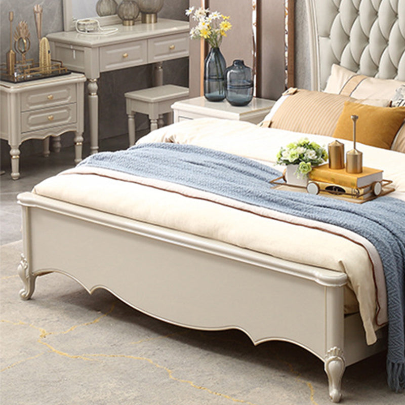 84.65 inch Wide Victorian Bed Pine Wood Standard Bed with Upholstered Headboard Clearhalo 'Bedroom Furniture' 'Beds' 'furn' 'furn_beds' 'Furniture' 6083718