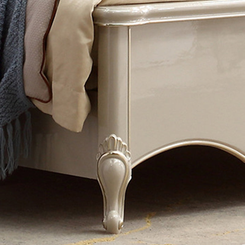 84.65 inch Wide Victorian Bed Pine Wood Standard Bed with Upholstered Headboard Clearhalo 'Bedroom Furniture' 'Beds' 'furn' 'furn_beds' 'Furniture' 6083719