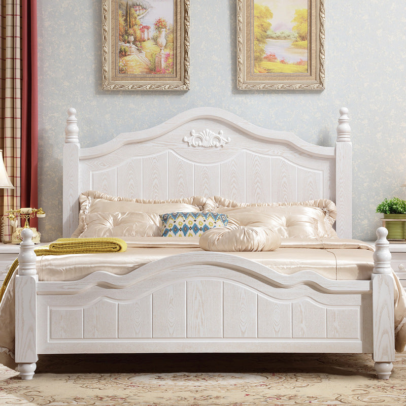 84.65 inch Wide Victorian Bed Frame Solid Wood Bed with Headboard