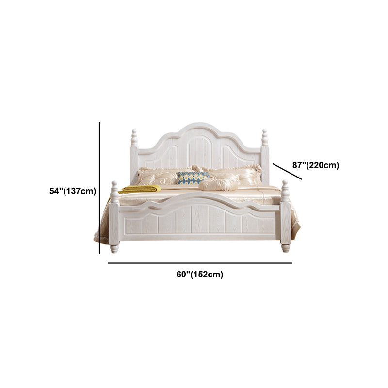 84.65 inch Wide Victorian Bed Frame Solid Wood Bed with Headboard