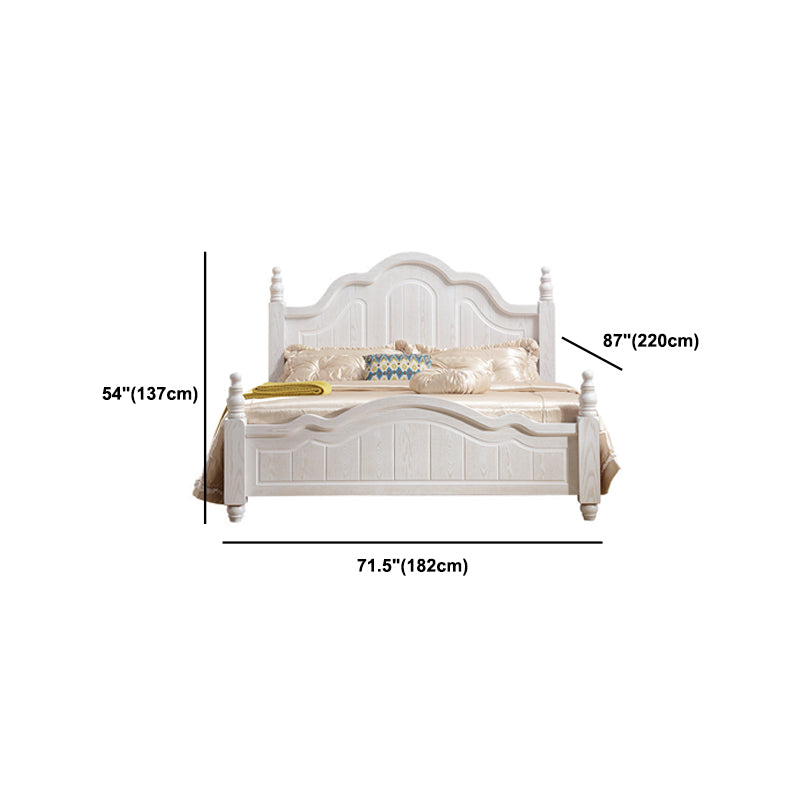 84.65 inch Wide Victorian Bed Frame Solid Wood Bed with Headboard