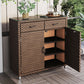 Modern Storage Cabinet Wicker&Rattan Side Cabinet With Doors 39.4"L x 15.7"W x 39.4"H Clearhalo 'Cabinets & Chests' 'cabinets_chests' 'furn' 'furn_cabinets_chests' 'Furniture' 'Living Room Furniture' 6083798