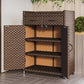 Modern Storage Cabinet Wicker&Rattan Side Cabinet With Doors 31.5"L x 15.7"W x 41.3"H Clearhalo 'Cabinets & Chests' 'cabinets_chests' 'furn' 'furn_cabinets_chests' 'Furniture' 'Living Room Furniture' 6083800